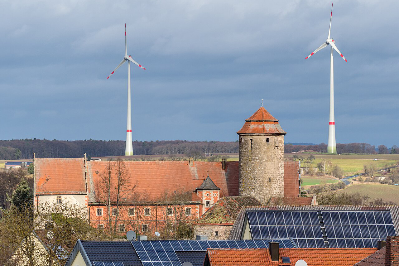 solar panel wind turbine Image Reinhold Möller Wikimedia Commons